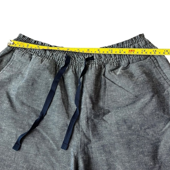 JACHS Girlfriend Cotton Linen Chambray Shorts M Blue Drawstring Pull-On Pockets - Picture 2 of 8